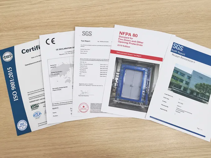 Request EUWOO fire door certification documents ISO CE SGS NFPA 80