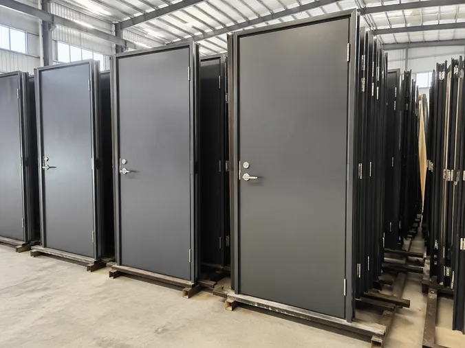 EUWOO commercial steel door — SPCC cold-rolled steel body with powder coat finish