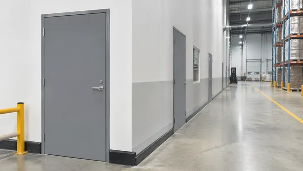 Warehouse distribution center personnel access doors in steel