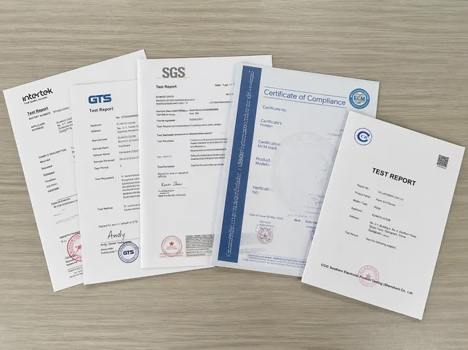 Certifications and compliance documentation for double commercial doors