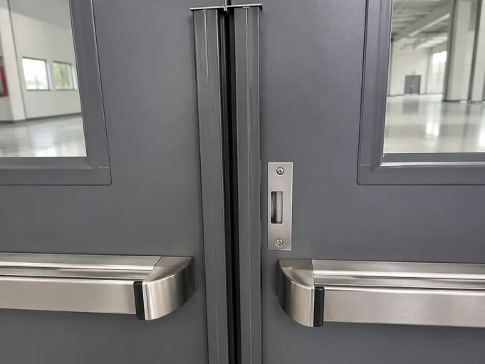 Meeting stile astragal detail on EUWOO double commercial door