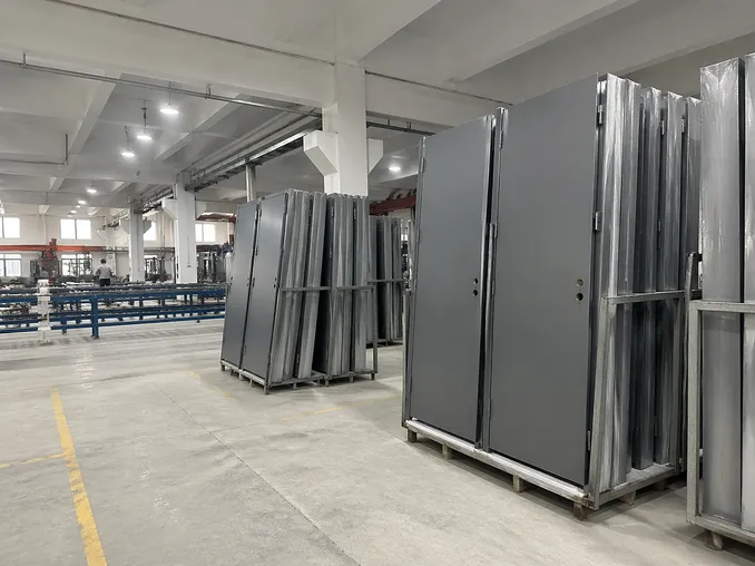 EUWOO exterior commercial door factory production floor