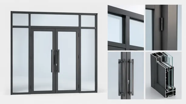 OEM private label glass commercial door 3D rendering sample from EUWOO R&D team