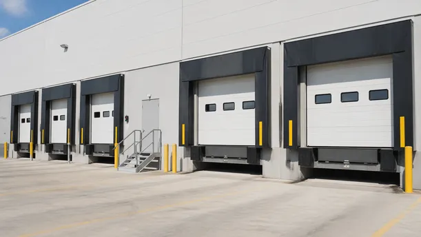Heavy duty commercial doors in logistics and distribution center dock application