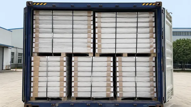 Industrial commercial doors loaded in flat-pack KD configuration inside a 40HQ shipping container