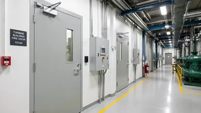 Fire-rated industrial doors for power plants and utility infrastructure
