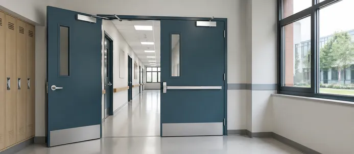 Metal doors for institutional construction including schools and hospitals