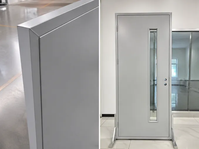 Office commercial door flush face profile and vision panel detail — EUWOO manufacturing
