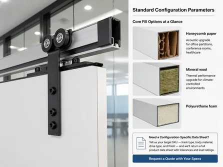 Top-hung sliding commercial door track and hanger carriage hardware detail