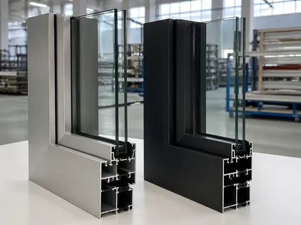 Anodized and powder coat finish comparison on aluminum storefront door profiles