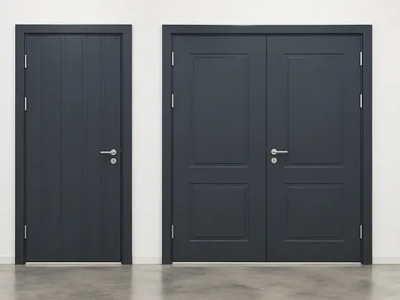 EUWOO standard exterior door — steel single and double-leaf configurations
