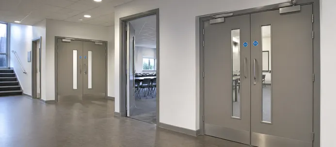 Fire doors in school or university education facility
