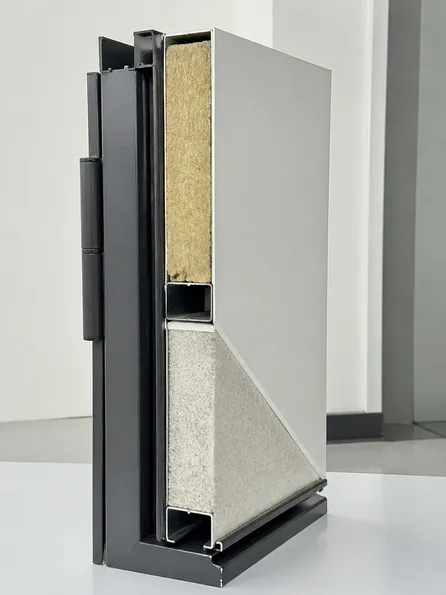 Exterior fire door cross-section showing mineral wool core and steel body construction