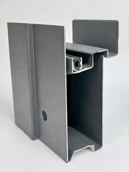 Cross-section of EUWOO fire door frame profile showing intumescent seal channel and rebate detail