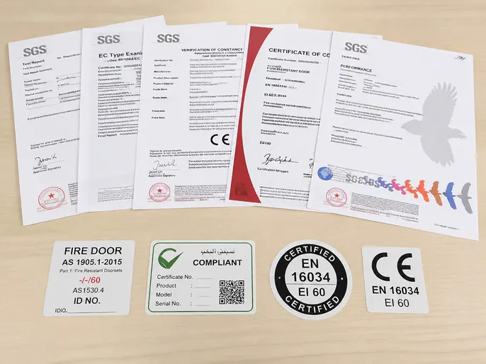 Glass fire door certification documentation and compliance labels