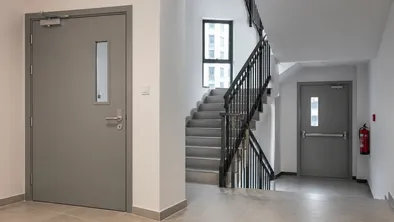 Interior fire doors for high-rise residential apartment stairwell and service corridor in Southeast Asia