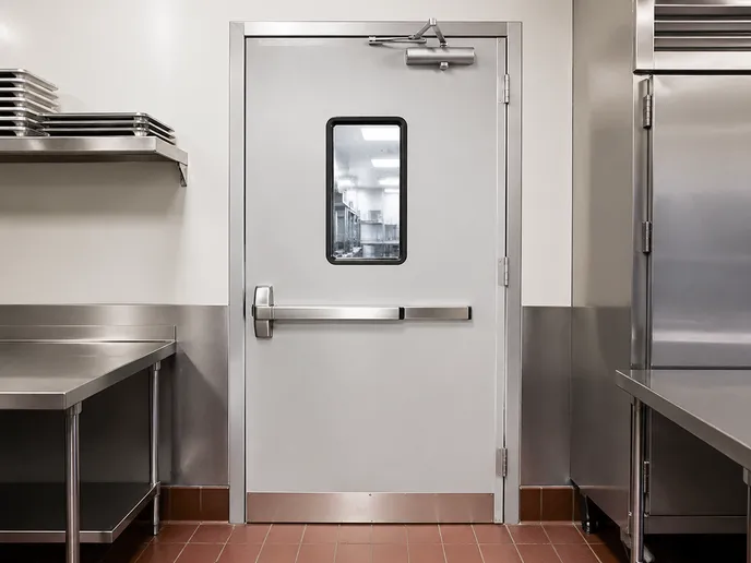 NFPA 80 and CE certified kitchen fire door assembly with stainless hardware