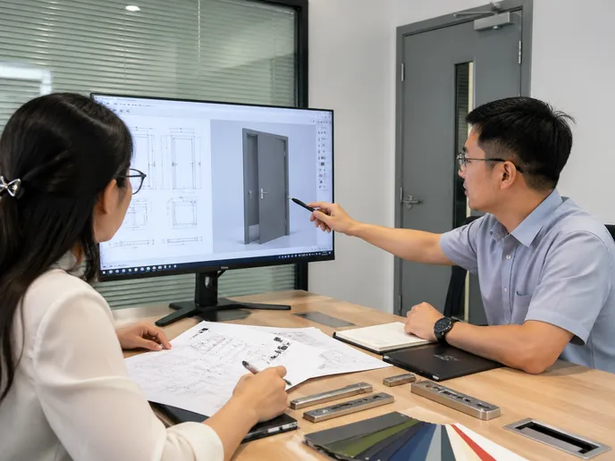 Office fire door OEM customization consultation and 3D rendering