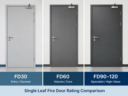 FD30 FD60 FD120 single leaf fire door rating comparison