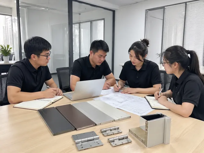 EUWOO export team reviewing a customer RFQ and preparing a technical quotation for a steel door order