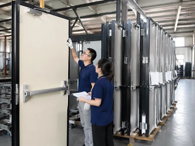 OEM fire door production run and quality inspection at EUWOO factory