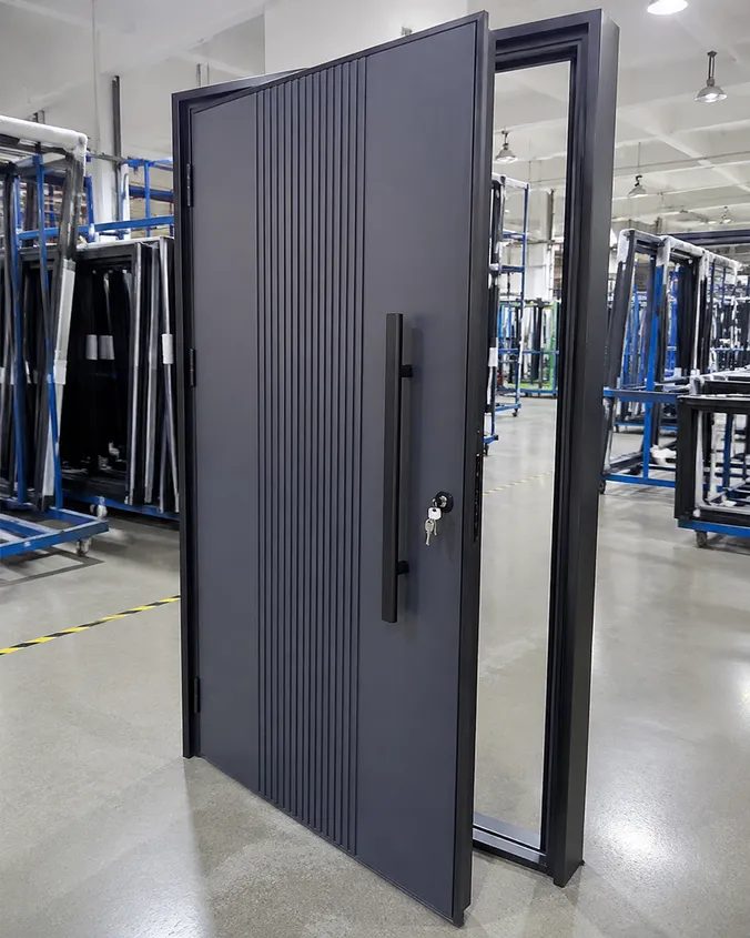 EUWOO aluminium security door — factory-direct, CE certified, powder coated finish