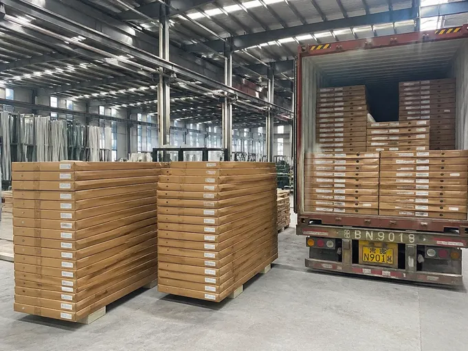 Aluminium security doors packed in KD flat-pack format for 40HQ container export