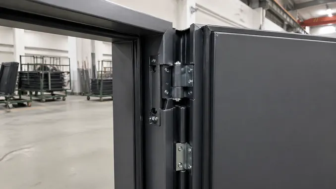 Commercial security door frame-to-leaf interface reinforcement detail — EUWOO factory