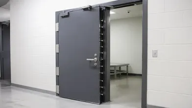 Heavy duty security door with multi-point locking and reinforced hinge plates