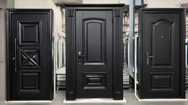 Iron security door with traditional panel profiles