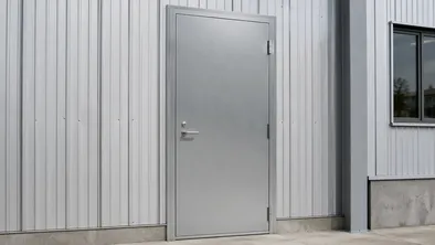 Metal security door with galvanized steel construction for commercial applications