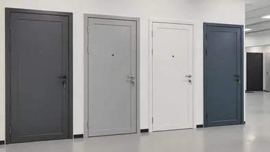 Steel security door with cold-rolled SPCC body and powder-coated finish