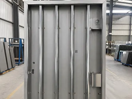 EUWOO interior security door SPCC steel body construction — full-height reinforcement channels welded to door body