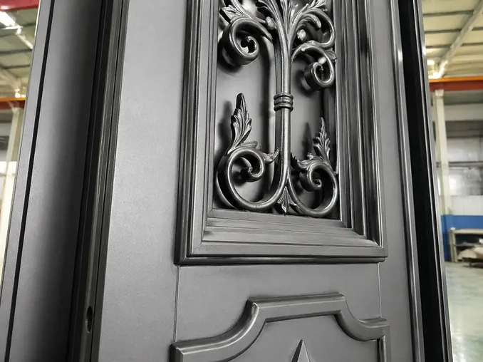 Cast iron decorative panel profile detail on EUWOO iron security door