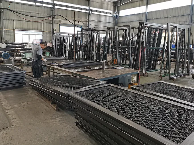EUWOO factory production line for mesh security doors, manufacturing since 2008