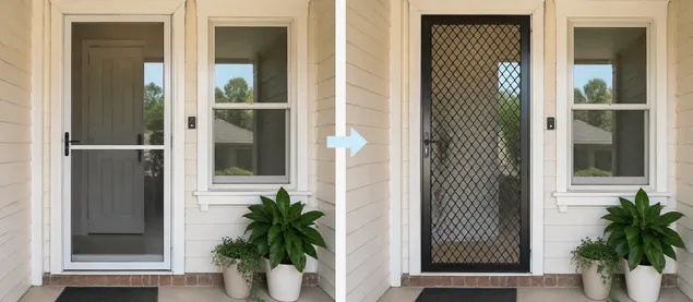 Mesh security door retrofit installation replacing screen door