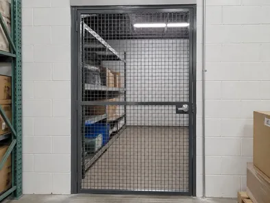 Wire mesh security door with welded wire construction for commercial and storage applications