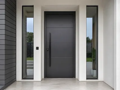 Flat panel contemporary residential security door