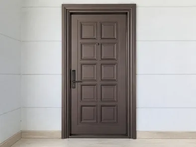 Recessed grid panel residential security door