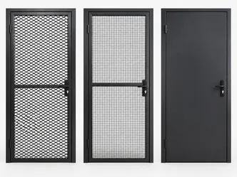 Mesh security door with expanded steel panel