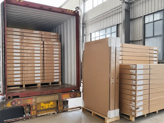 Single security door KD flat-pack packaging and container loading