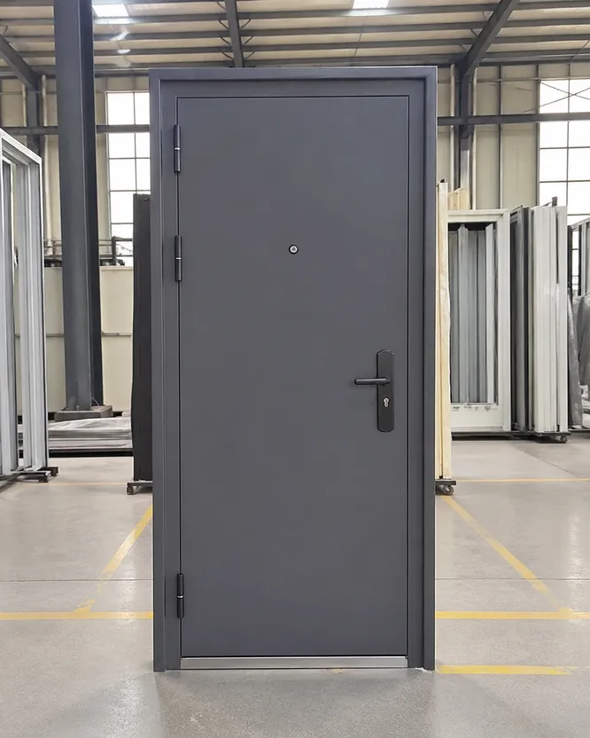 EUWOO single security door — steel body, powder coat finish, factory direct