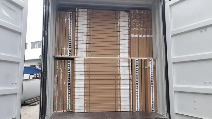 KD-packed sliding security door sets loaded in 40HQ container for export