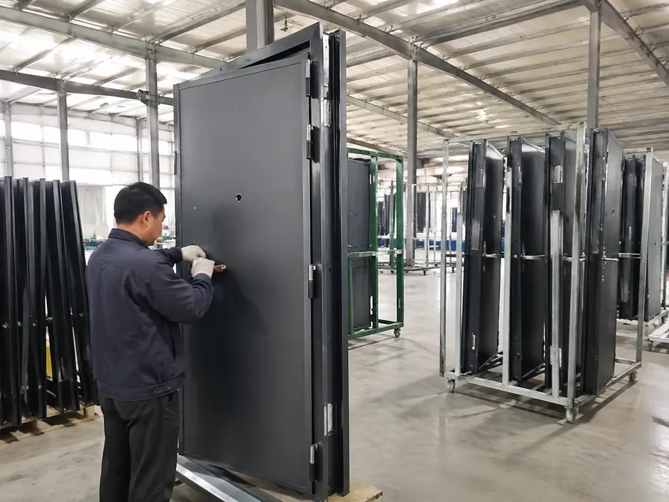 OEM private-label steel security door production at EUWOO factory
