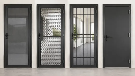 Security Screen Door — fine mesh framed screen