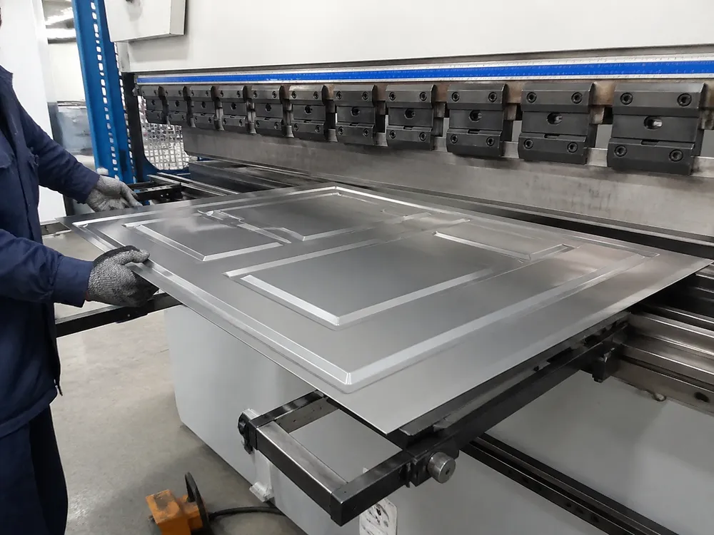 CNC press brake forming six-panel steel door skin profile