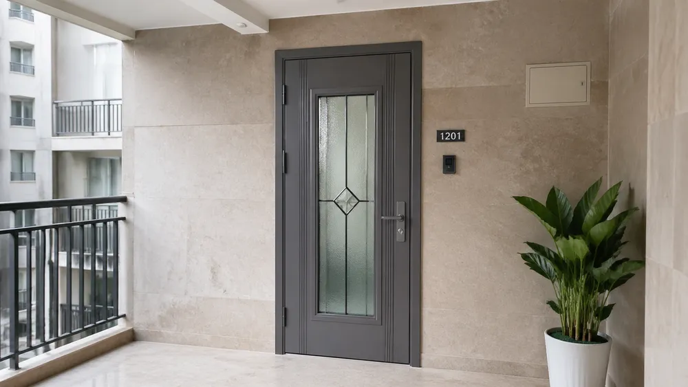 Premium glass steel door for high-end residential compound apartment entry