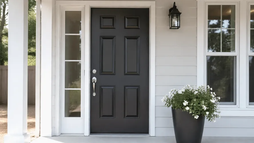 6 panel steel door raised panel profile pressed face traditional architectural appearance