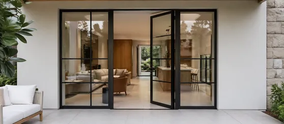 Architectural iron and glass steel doors for hospitality and high-end residential entrances