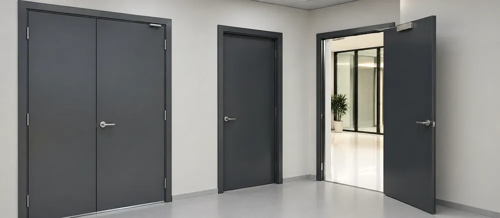 Commercial construction steel door supply for office and retail buildings